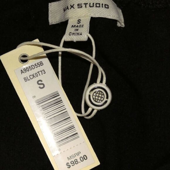 Max Studio Black Ruffle Tassel Mini Dress S Soft Goth Romantic Grunge Minimalist - Picture 6 of 9